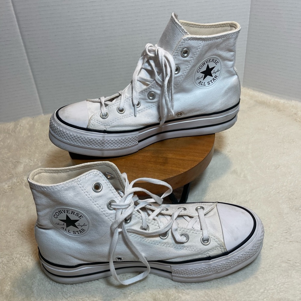 Converse White Canvas High-Top Sneakers - Picture 3 of 11